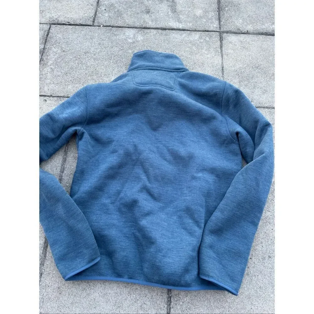 The North Face Fleece Pullover Jacket Mens Small Blue Snap Neck Sherpa Lined